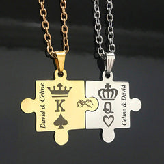 King Queen Crown Jigsaw Puzzle Couples Jewelry Set
