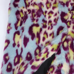 Winter Extra Long Colorful Warm Thick Fluffy Leopard Print Faux Fur