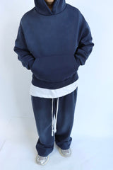 Completo tuta hoodie blu lavato uomo drip