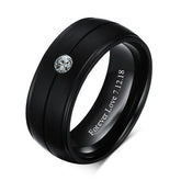 Black Ring Band for Men with Custom Names - Titanium - 8mm