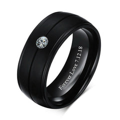 Black Ring Band for Men with Custom Names - Titanium - 8mm
