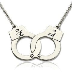 Initials Engraved Handcuffs Gold Plated Pendant Gift