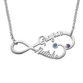 Infinity Birthstones Necklace with Names on It