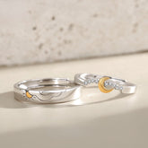 Custom Engravable Sun and Moon Promise Rings for Couples