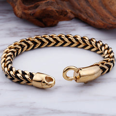 Personalized Braided Mens Bracelet with Gold Plating