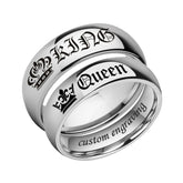 Personalized King & Queen Promise Rings for Couples - Engravable Titanium Set
