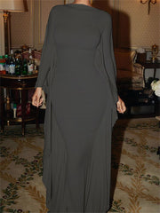 Dresses Long Sleeve Crewneck Skinny Soft Maxi Dress