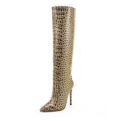 Stivale Crocodile Print Women High Boots Stiletto