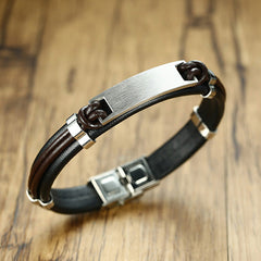 Customized Leather Mens Love Bracelet