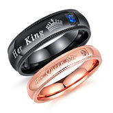 Matching Engravable King & Queen Crown Promise Rings Set for Couples