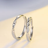 Engraved Couple Engagement Mobius Rings Set for two