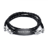 Personalized Braided Wrap Promise Bracelet Stainless Steel