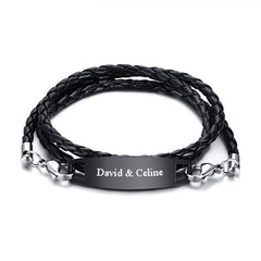 Personalized Braided Wrap Promise Bracelet Stainless Steel
