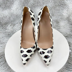 Lips Print Slip On Pointy Toe High Heel Shoes
