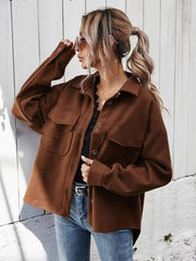 Lapel Single-breasted Thick Solid Color Shirt Woolen Cloth