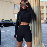 Women's skinny top and biker short set