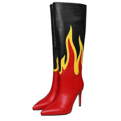 Stivale alto fiamme con tacco spillo donna