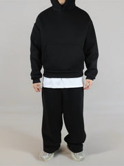Completo tuta hoodie fondo largo uomo nero