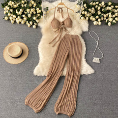 Women's two-piece summer top and trousers set