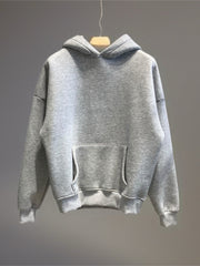Felpa hoodie basic uomo grigio melange