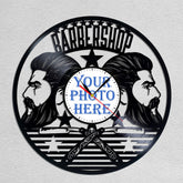 Personalized Barbershop Wall Clock �Custom LP Record Design, Silent Quartz Movement