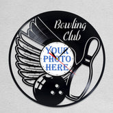Personalized Bowling Club Wall Clock �Custom LP Record Design, Silent Quartz Movement