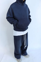 Completo tuta hoodie blu lavato uomo drip
