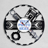 Personalized Mechanic Tools Wall Clock �Custom LP Record Design, Silent Quartz Movement