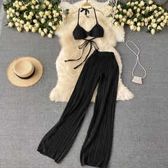 Women's two-piece summer top and trousers set