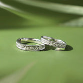 Vintage Floral Promise Rings - White Gold Engravable Set