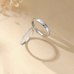 Matching Sandblast Couple Rings Set - Adjustable Size