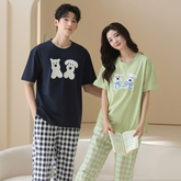 Cute Dog Graphic & Checkered Couple Lounge Set