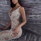 Slip Dress with Silver Sequins, Ruffles