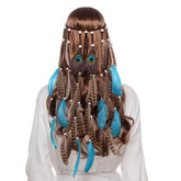 Boho hair braid with hanging feathers
