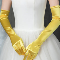 Long Satin Elastic Etiquette Gloves