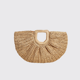 Brown Braided Design Straw Bag