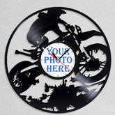 Personalized Motorcycle Racing LP Record Wall Clock �Custom Photo & Name, Silent Quartz