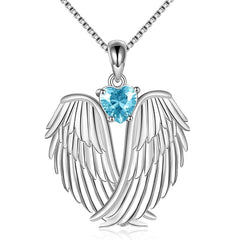 Custom birthstone Angel Wings Necklace