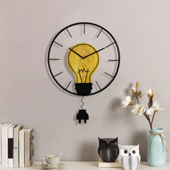 Antique Bulb Shaped Pendulum Wall Clock â€?Industrial Vintage (41×41 cm)