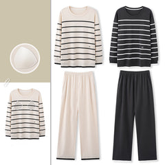 Matching Couple Pajamas Set �100% Cotton Minimalist Striped Loungewear