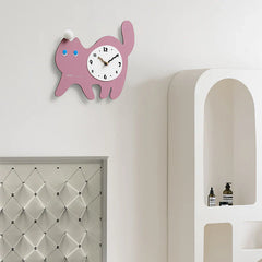 Gulleiâ„?Cute Cat Silent Wall Clock for Kids Bedroom