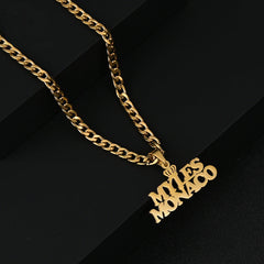 Thick Chain Crown Couples Name Necklace