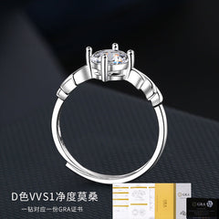 1 Carat Moissanite Solitaire Diamond Antler Ring