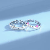 Engravable Cute Cat Paws Promise Rings for Couples