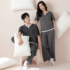 Minimalist Couple PJs - Matching Cotton Long Sleeve Set