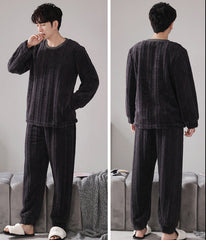 Couple Matching Warm Flannel Nightwear PJs Set