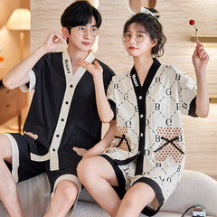 Matching Couple Pajamas - Short Sleeve Soft Cotton Sleepwear