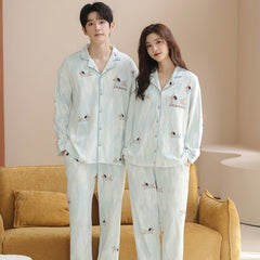 Matching Couple Pajamas Set �100% Cotton Watercolor Puppy Print