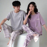 Matching Pair of Couple Summer Pajamas Set 100% Cotton