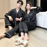 Matching Couple Pajamas �Embossed Heart Pattern Faux Silk Set for Couples